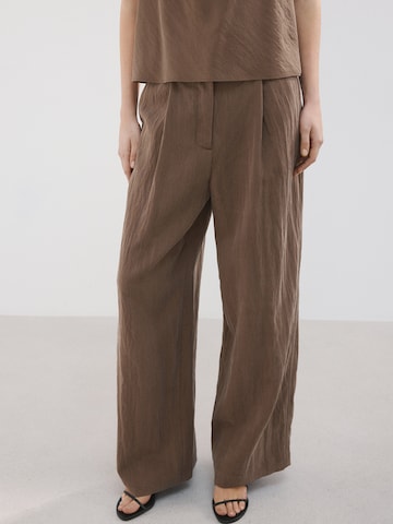 MANGO Широки крачоли Панталон с набор 'GIRASOL' в кафяво: отпред