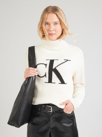 Pull-over Calvin Klein Jeans en blanc : devant