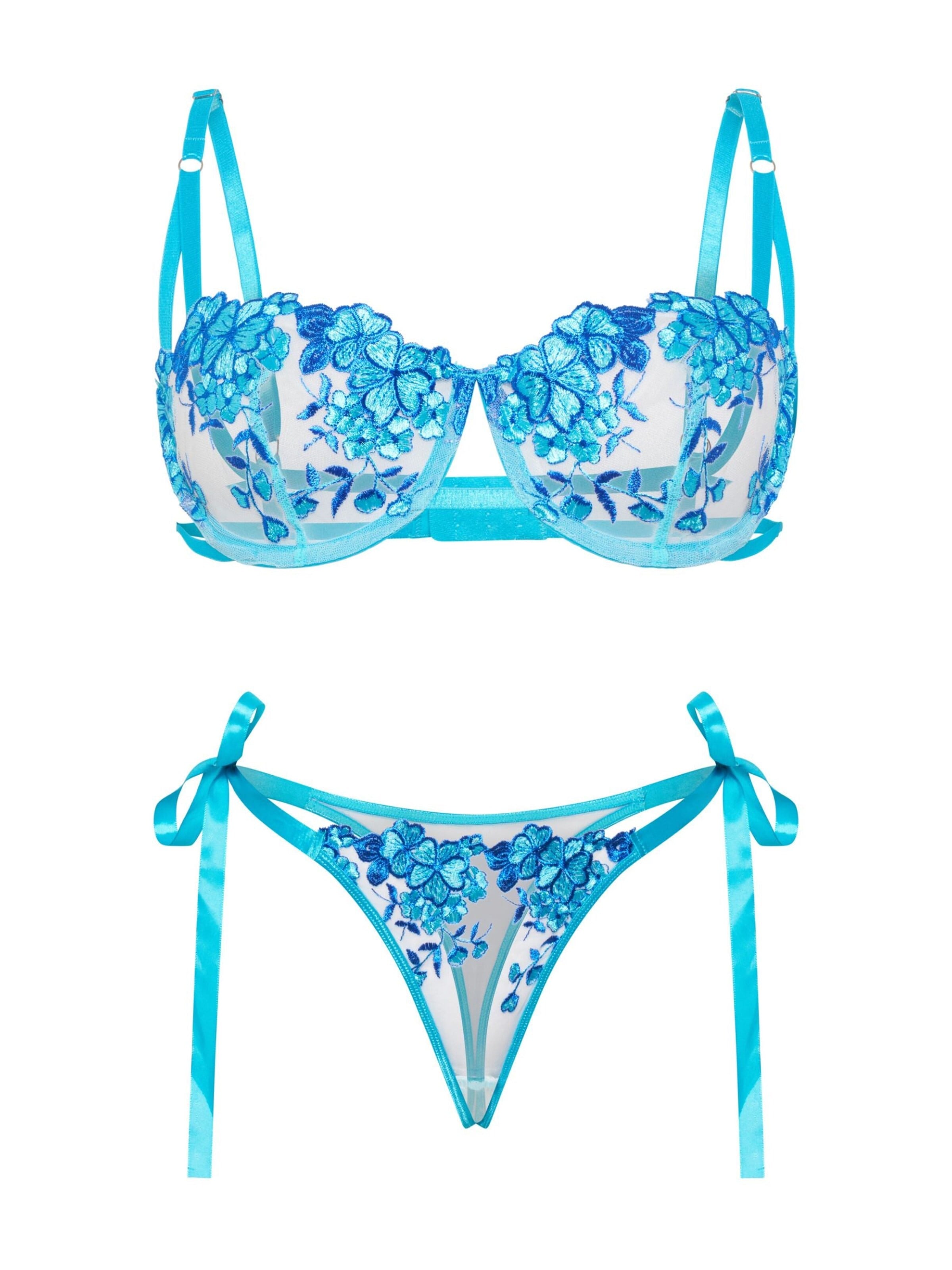Orchibelle Balconette Underwear Sets in Blue: front
