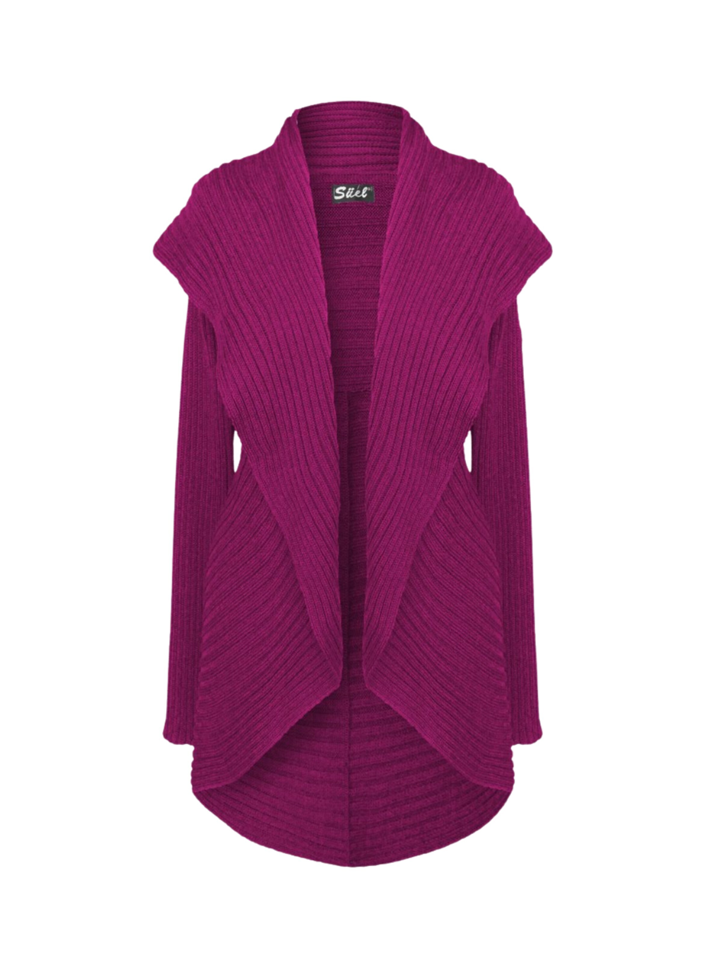 Süel knitwear - Cárdigan 'Round ribbed' en lila: frente
