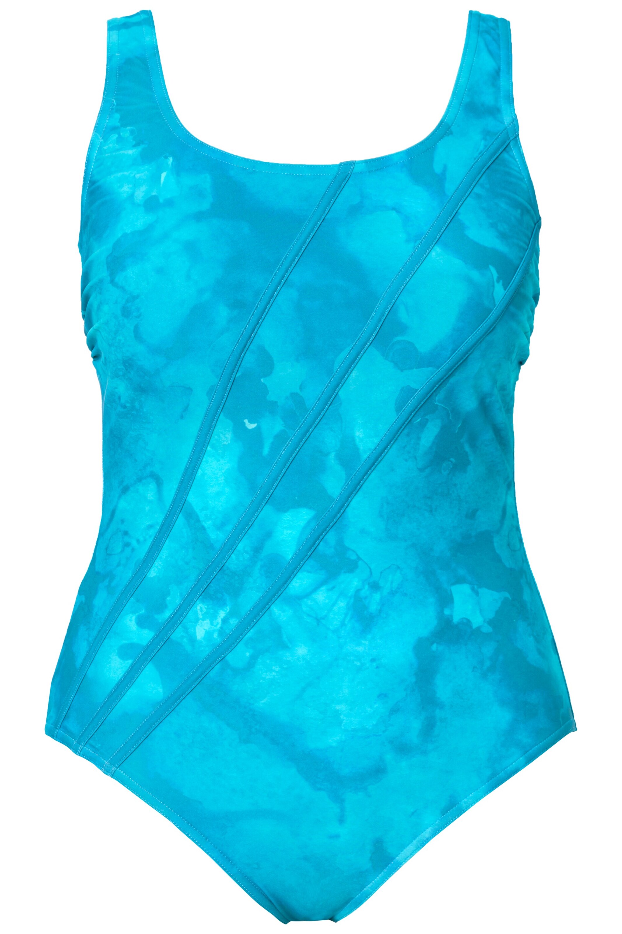 Ulla Popken T-Shirt Badeanzug in Blau: Vorderseite