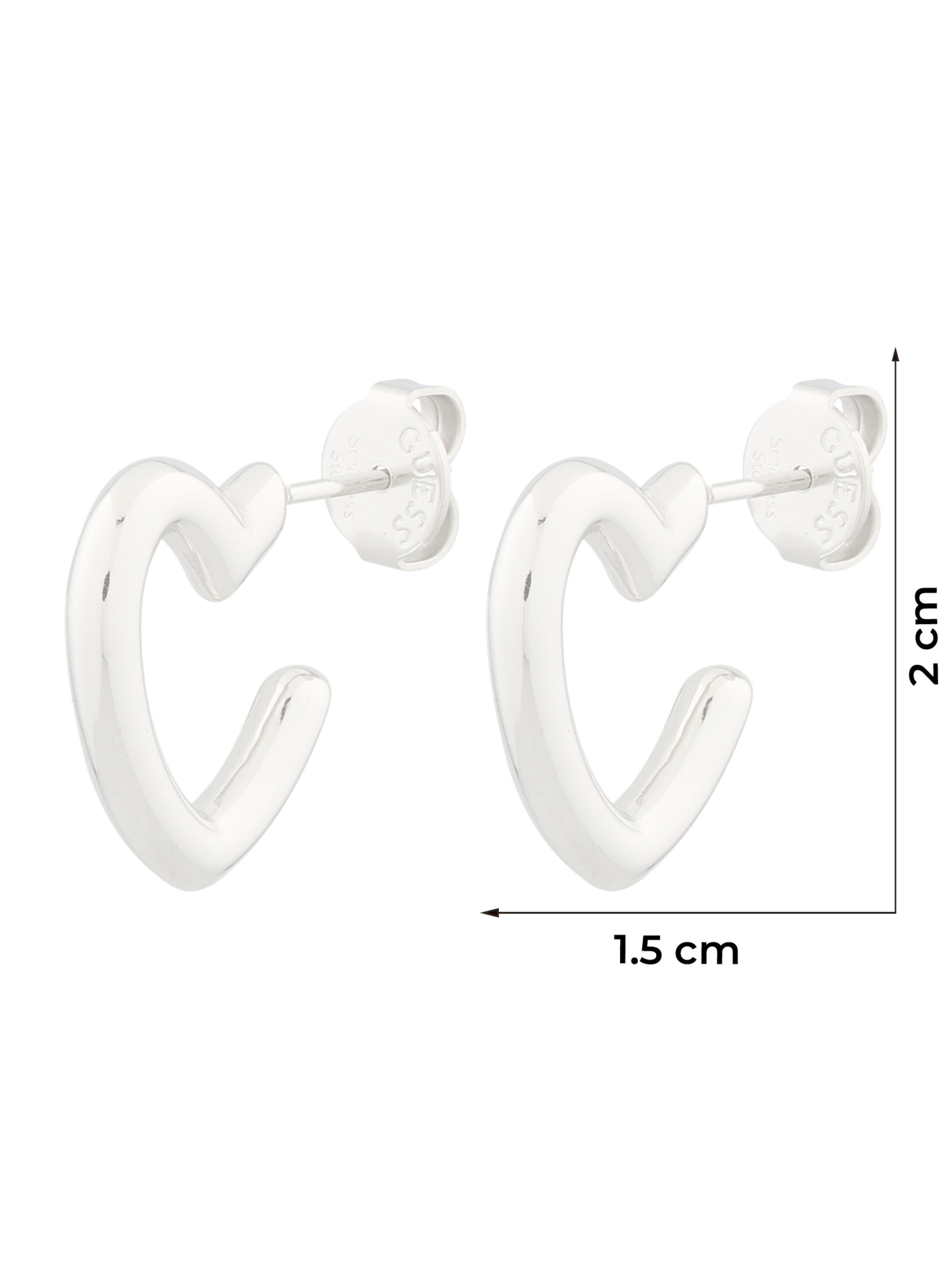 GUESS Náušnice 'HEART' – stříbrná