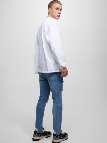 Skinny Jeans de la Pull&Bear pe albastru