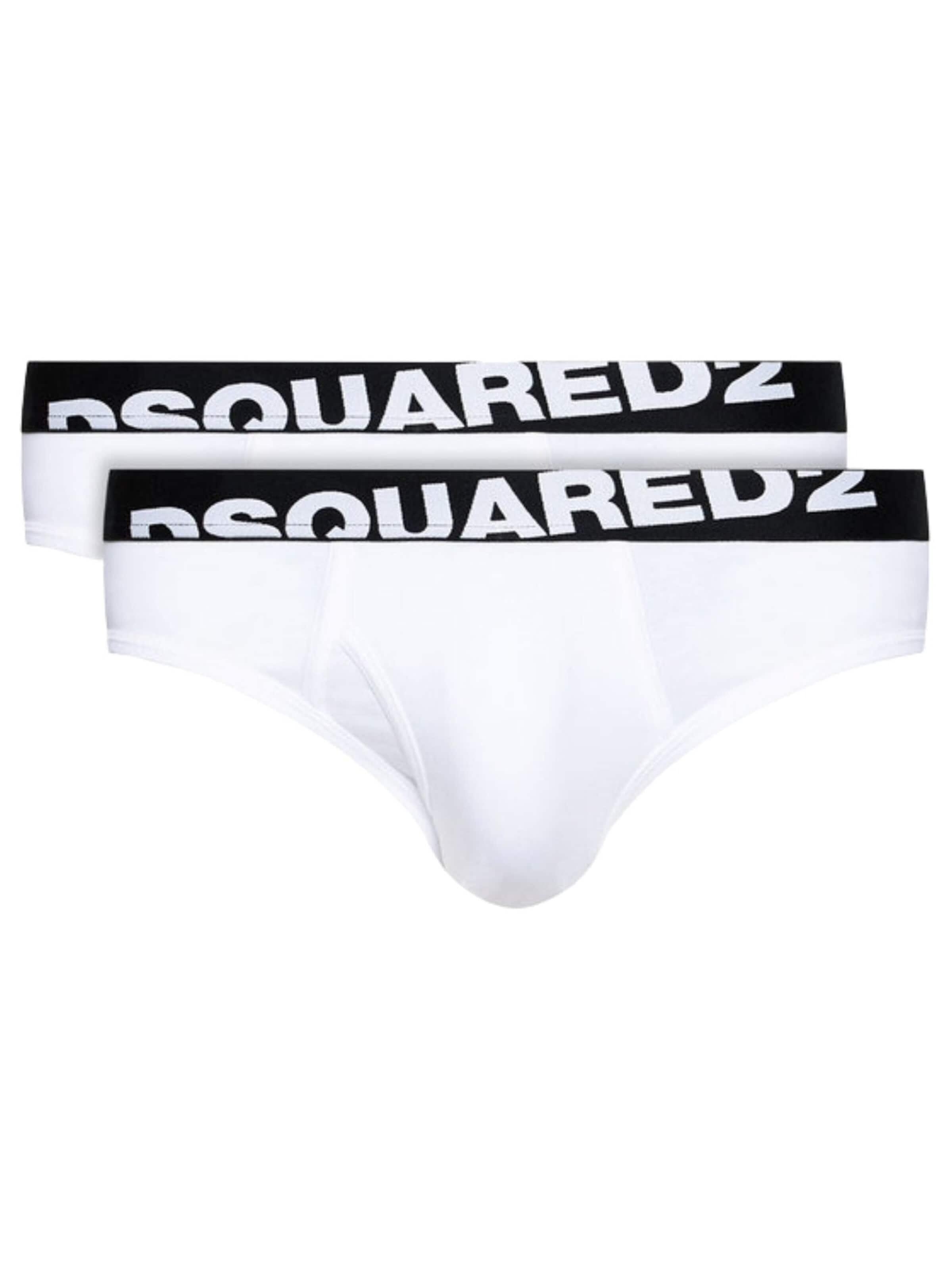 Slip 'Pack of two logo briefs' di DSQUARED2 in bianco