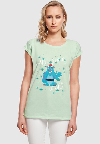 ABSOLUTE CULT Shirt 'Disney 100 - Sully Mr Snow It All' in Groen: voorkant