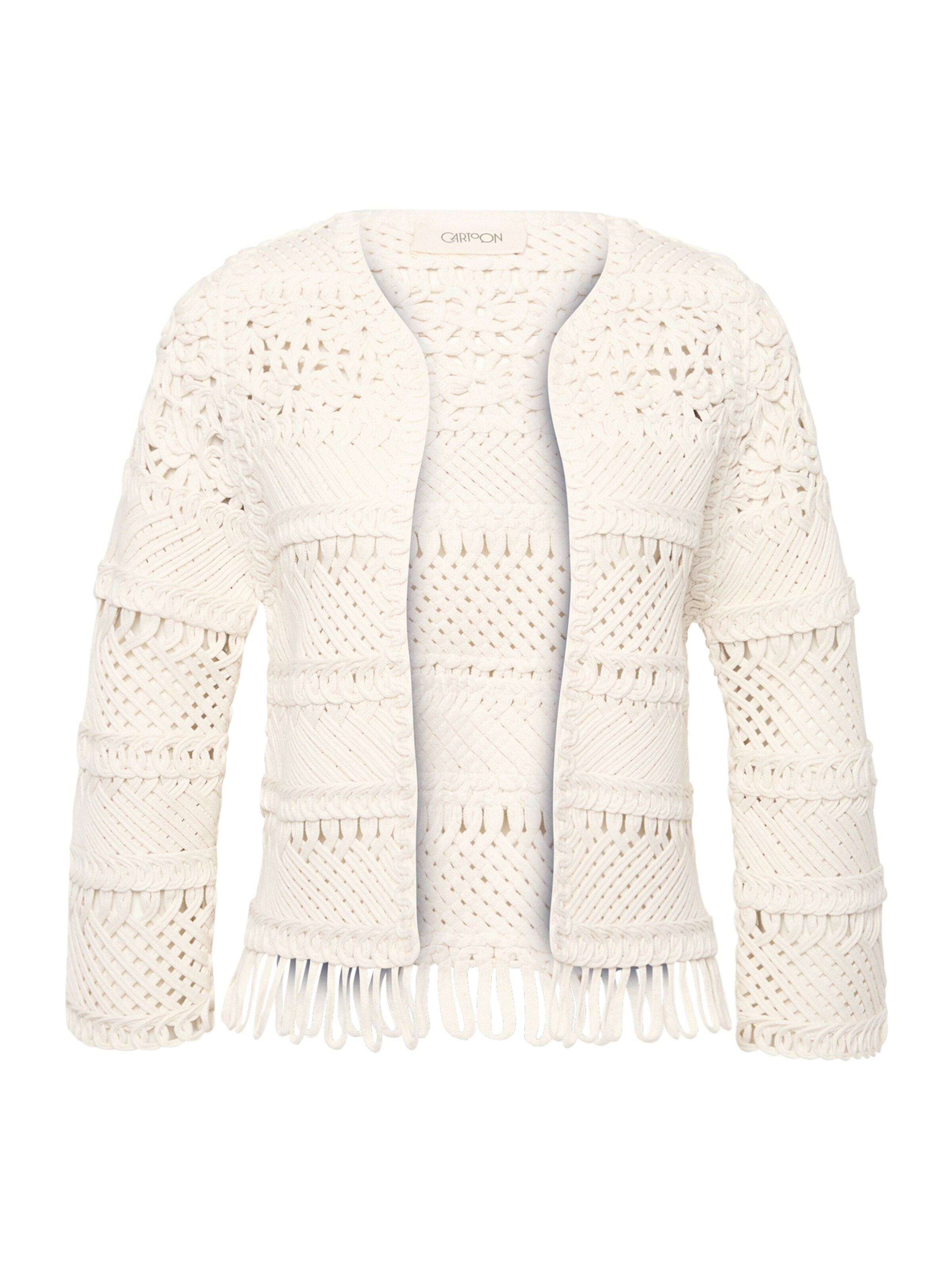 Cartoon Strickjacke in Beige: Vorderseite