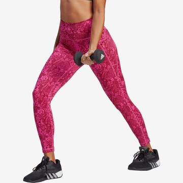 ADIDAS PERFORMANCE Skinny Sportbroek 'Optime' in Roze: voorkant