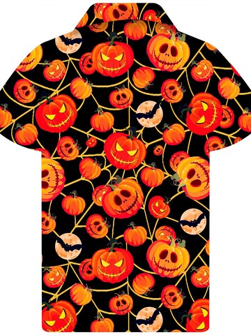 King Kameha Shirt 'Helloween Pumpkin Web' in Red