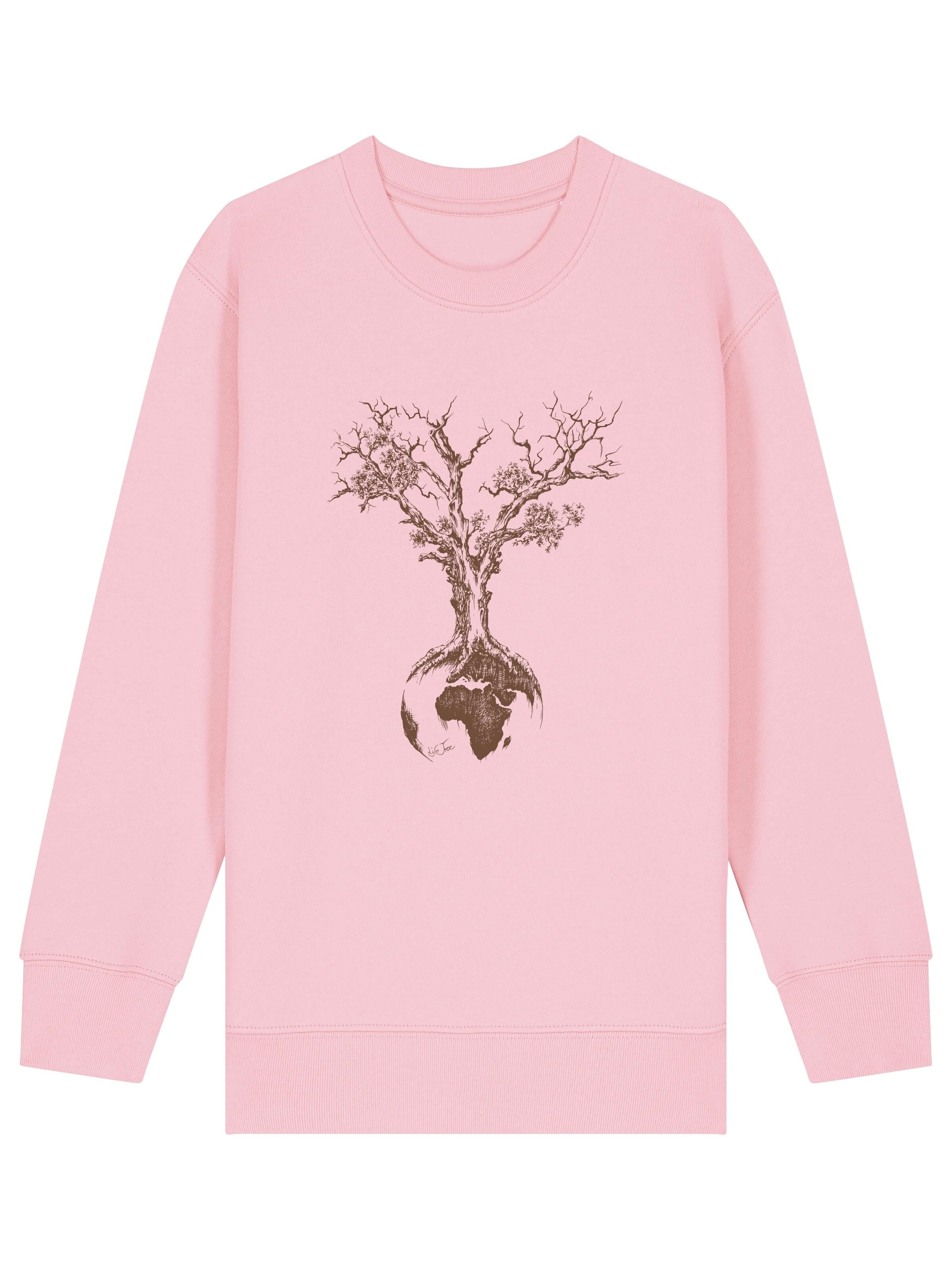 Life-Tree Sweatshirt 'Organic Fairwear Sweater Kids Unisex Weltenbaum' in Pink: front