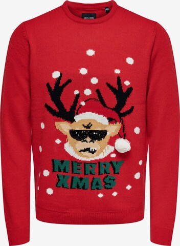 Only & Sons Pullover 'X-mas sweet Santer' in Rot: front