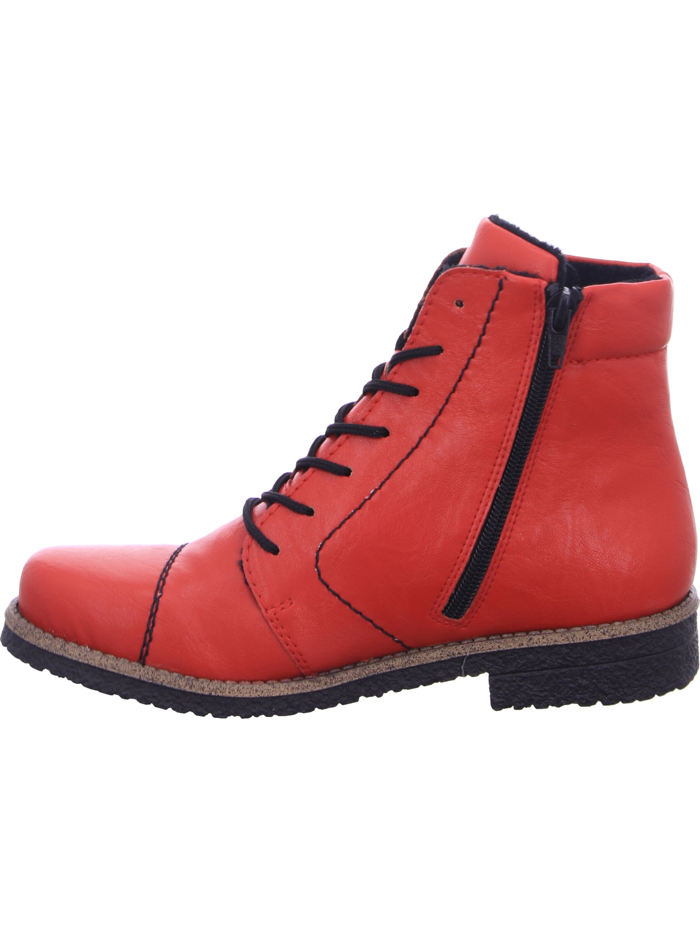 Rieker Lace-Up Ankle Boots in Red