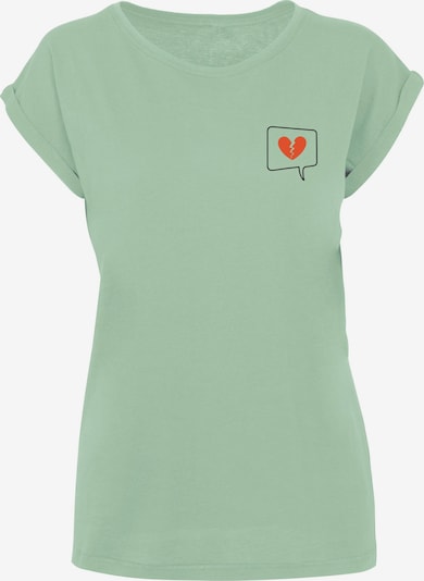 Merchcode Shirt 'Heartbreak' in L in mint / blutrot / schwarz, Produktansicht