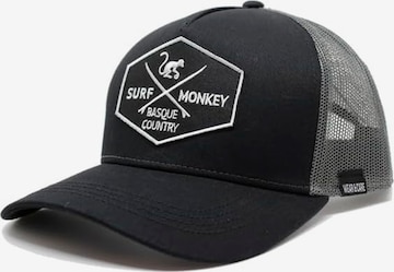 Surf Monkey Athletic Cap in Black: front