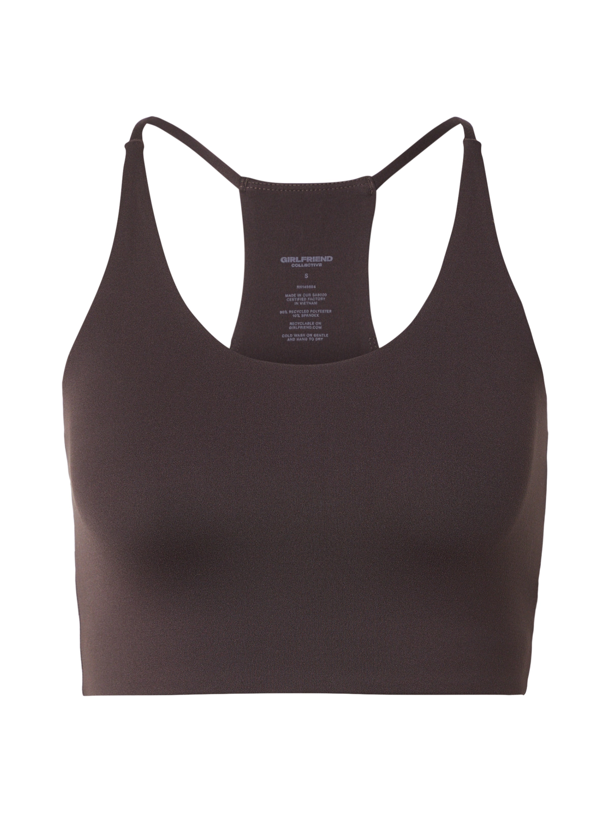 Girlfriend Collective - Bustier Sujetador deportivo 'Cleo' en negro: frente