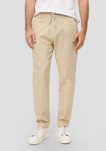 s.Oliver Tapered Broek in Beige: voorkant