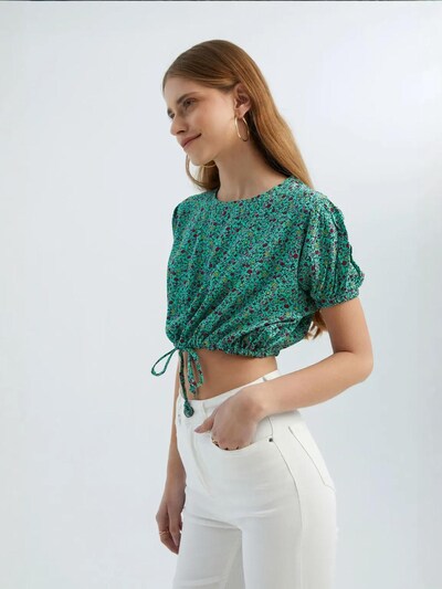 Hiccup Blusa em amarelo claro / verde / malva / vermelho vinho, Vista do artigo