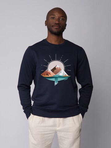 Sweat-shirt 'Sunrise & Lake' Watapparel en bleu : devant