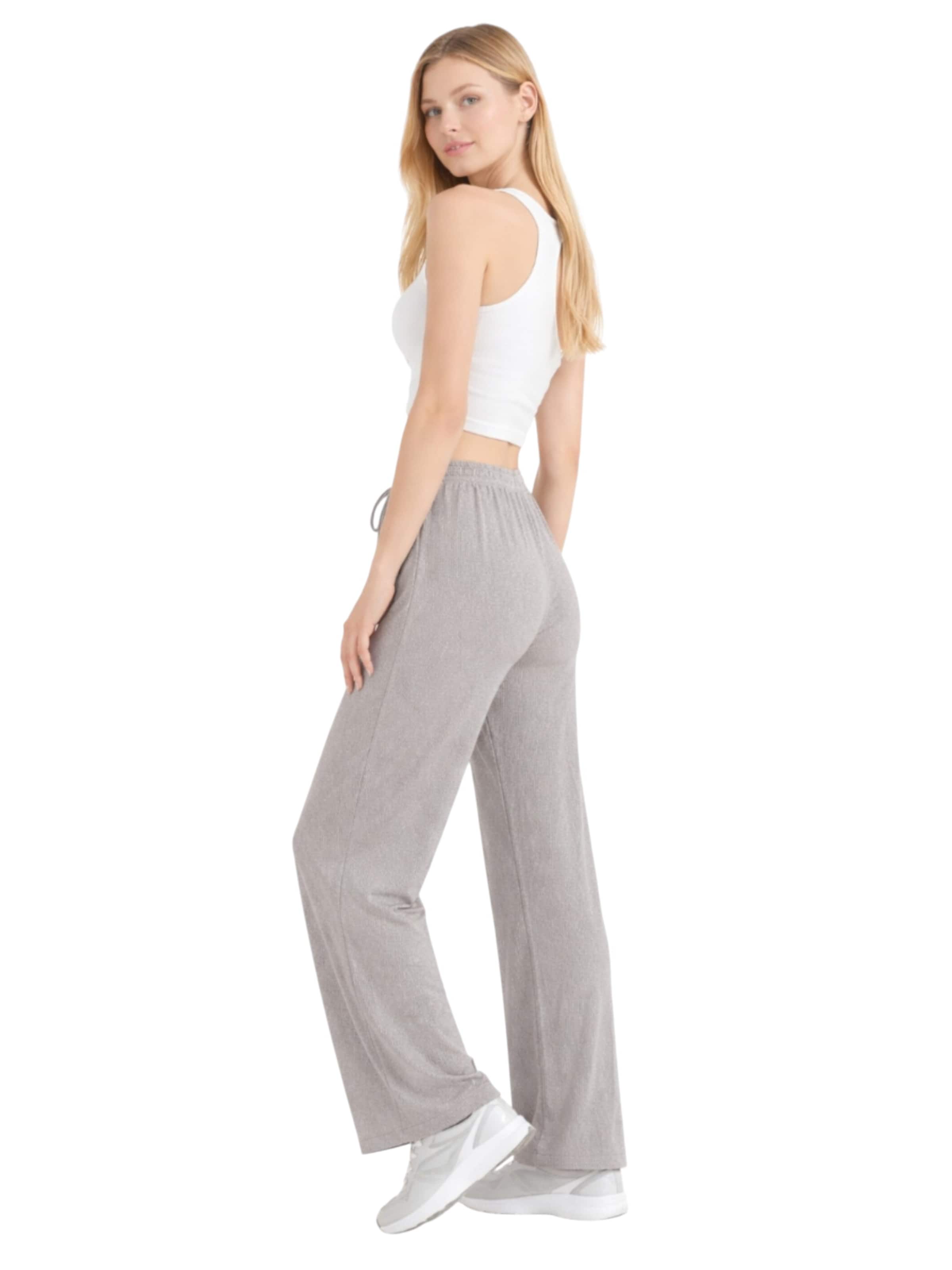 fashionshowcase Wide leg Broek 'FLORYN – Palazzohose Crinkle' in Grijs