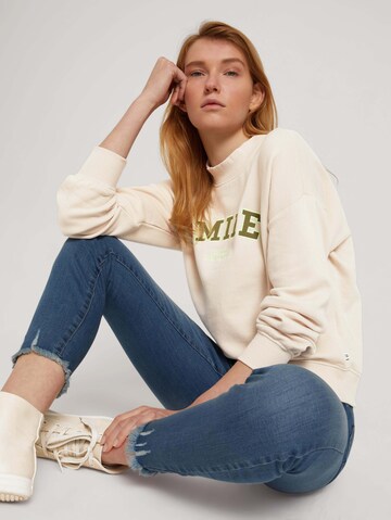 TOM TAILOR DENIM Sweatshirt in Beige