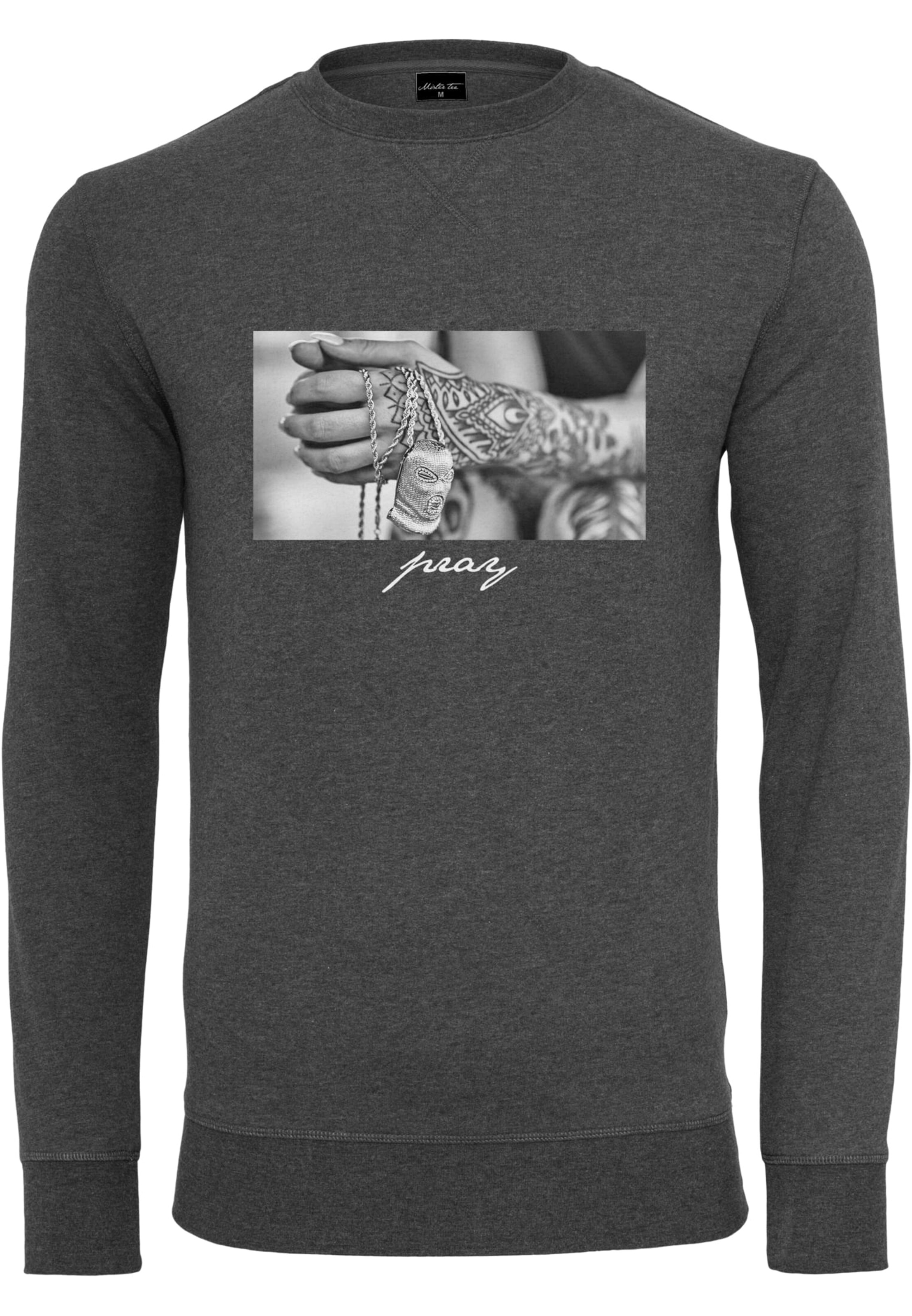 MT Men Sweatshirt 'Pray 2.0' in Grijs: voorkant
