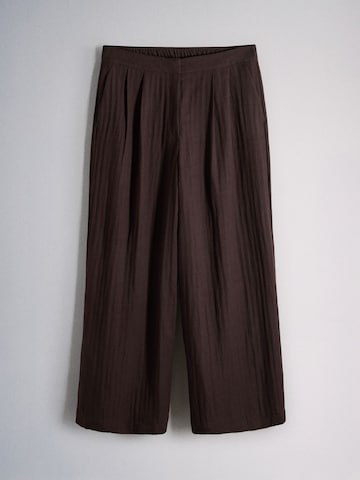 The Set Wide leg Pleat-front trousers in Brown