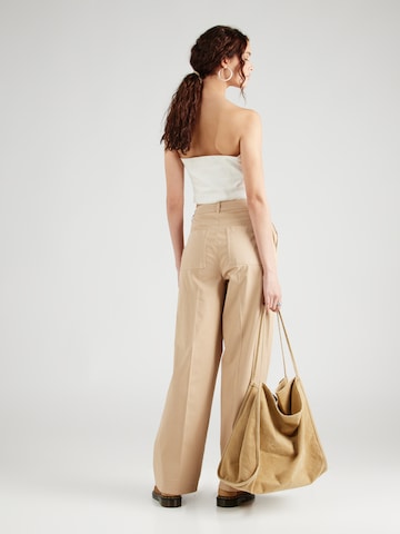 Wide Leg Pantalon à plis comma casual identity en marron