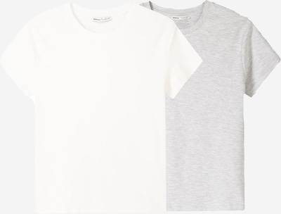 Bershka Majica u siva melange / bijela, Pregled proizvoda