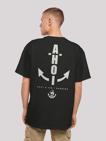 F4NT4STIC Shirt 'Ahoi Anker Knut & Jan Hamburg' in Zwart: voorkant