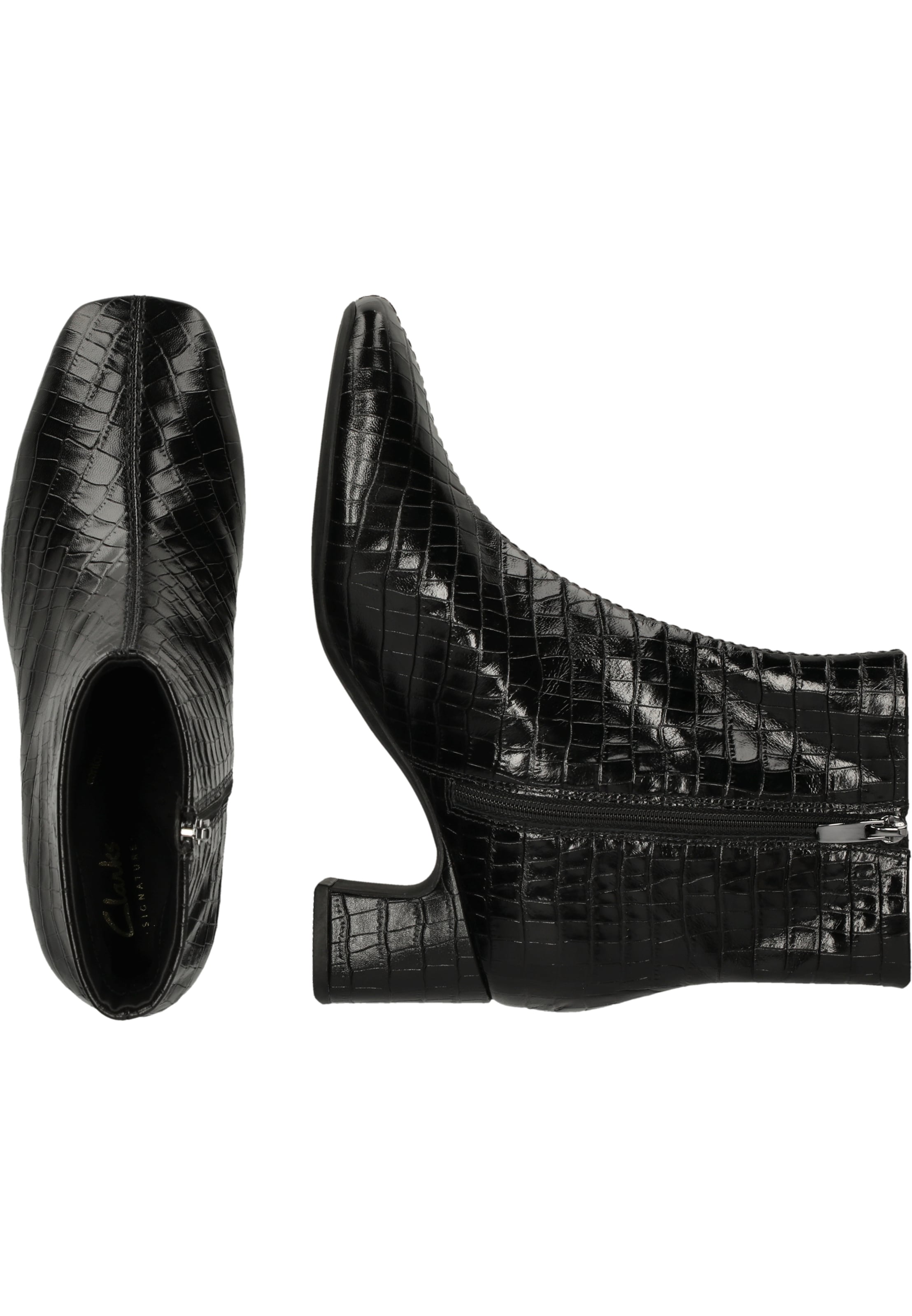 CLARKS Enkellaarsjes 'Fernie Zip' in Zwart