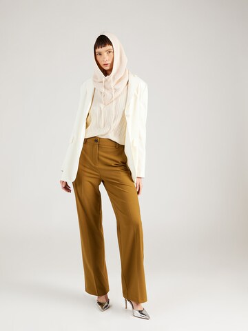 modström Loose fit Trousers with creases 'Anker' in Brown