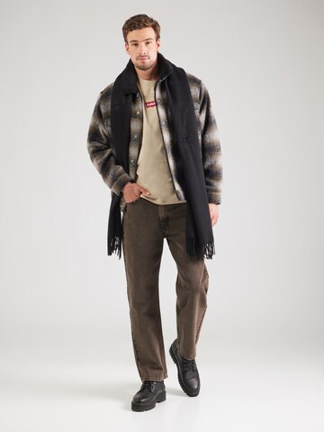 LEVI'S ® Přechodná bunda 'Relaxed Fit Plaid Sherpa Trucker Jacket' – hnědá