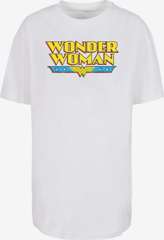 F4NT4STIC Oversized Shirt 'DC Comics Wonder Woman Crackle' in White: front