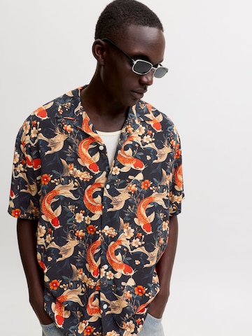 JACK & JONES Regular fit Button Up Shirt 'Hawaii' in Grey