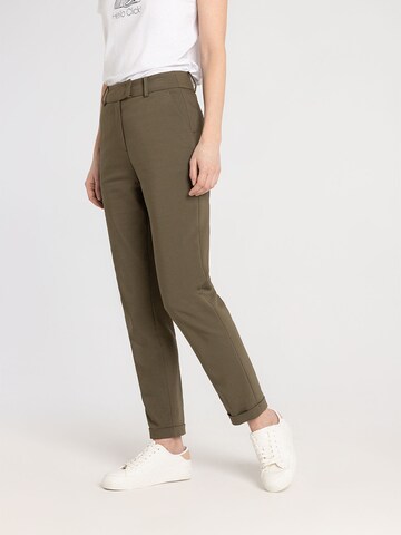 MORE & MORE Slim fit Pleated Pants in Green: front