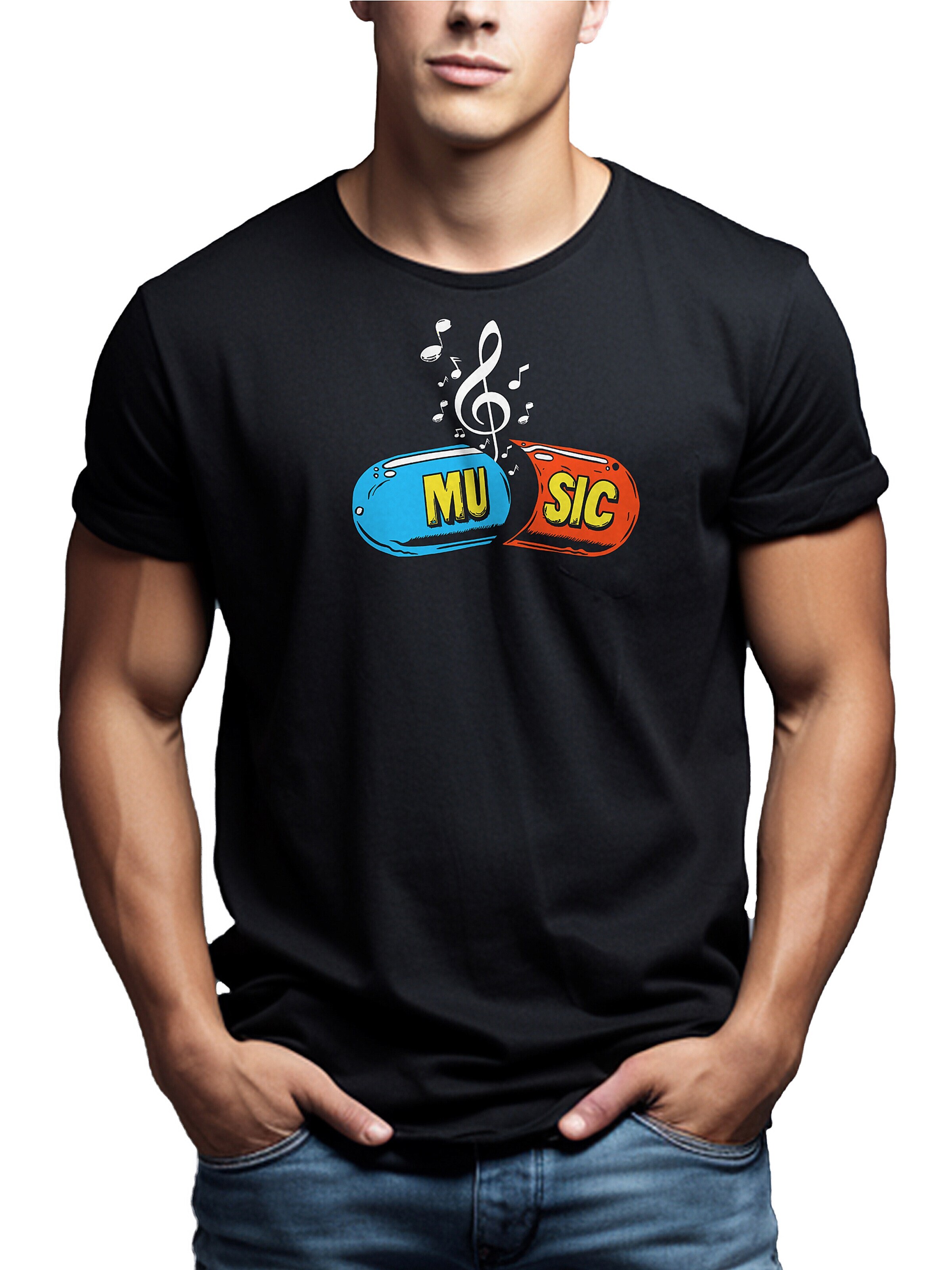 MAKAYA Shirt 'Music Pill'‌‌‌‌‌‌‌‌‌‌ in Schwarz