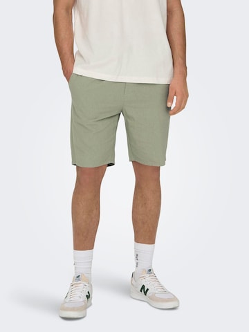 Regular Pantalon chino 'Linus' Only & Sons en vert : devant