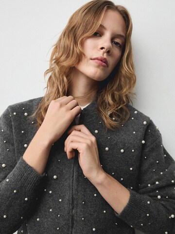 MANGO Strickjacke 'Perlon' in Grau