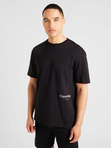 melns Calvin Klein T-Krekls 'Off Placement': no priekšpuses
