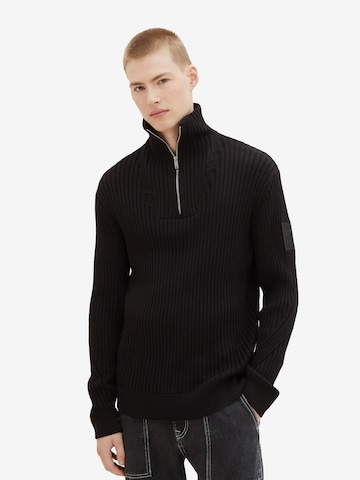 TOM TAILOR DENIM Pullover in Schwarz: predná strana