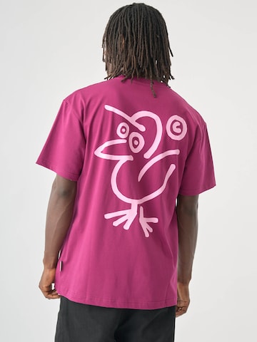 Maglietta 'Sketch Gull' di Cleptomanicx in lilla: frontale