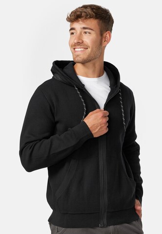 INDICODE JEANS Zip-Up Hoodie in Black