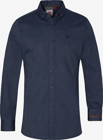 Coupe slim Chemise folklorique SPIETH & WENSKY en bleu : devant