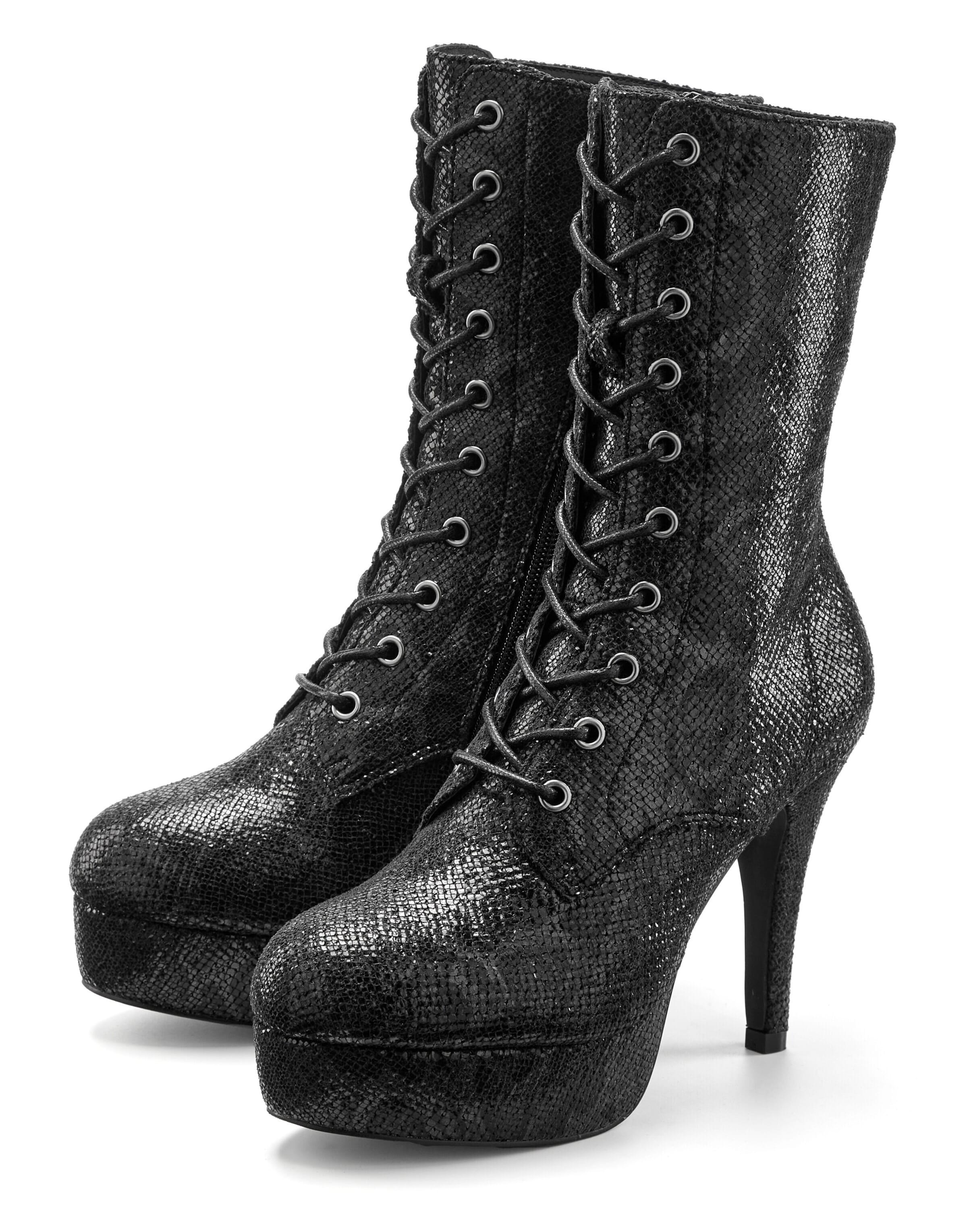 LASCANA Belle Affaire Schnürstiefelette in Schwarz