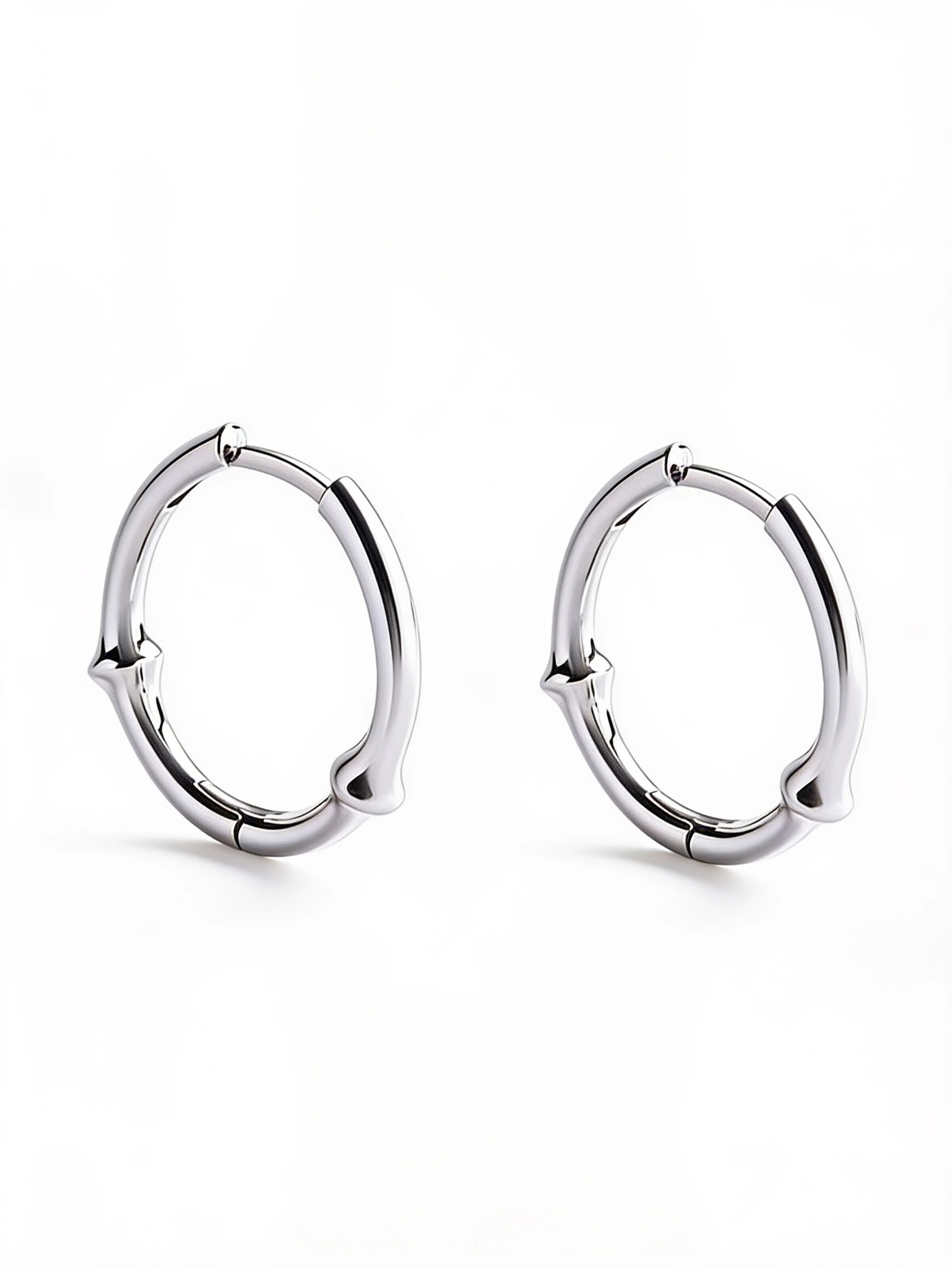 REYTEL - Pendientes 'BAMBOO' en plata: frente