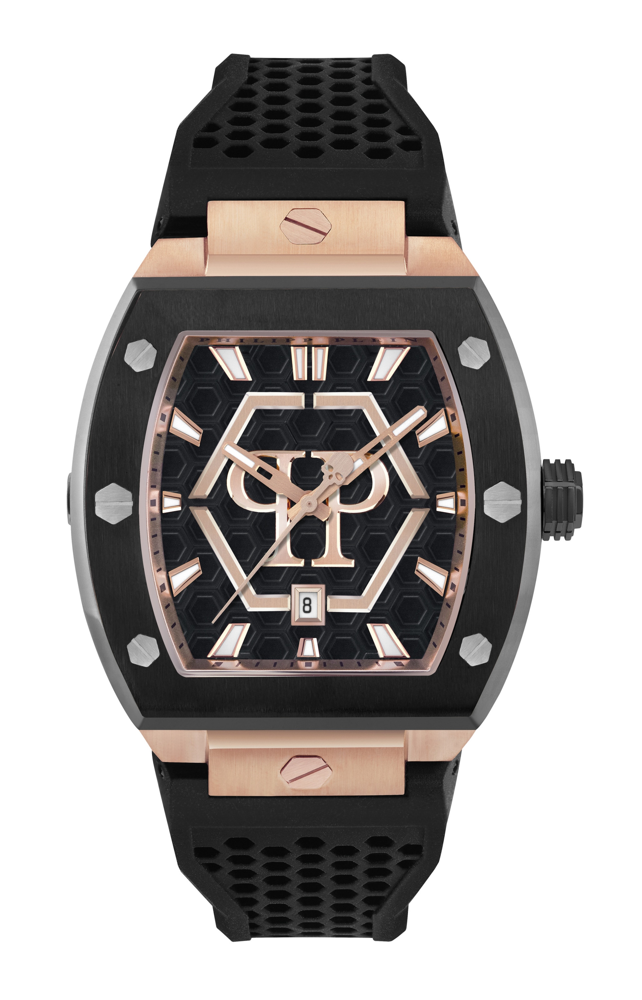 Orologio analogico 'The Hexagon Phantom' di Philipp Plein in nero: frontale