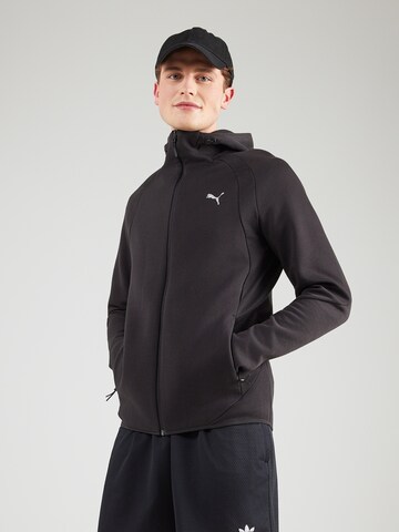Bluză cu fermoar sport 'Evostripe' de la PUMA pe negru: față