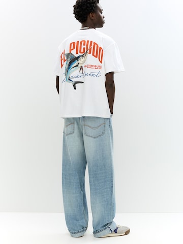 Tricou 'SWORDFISH' de la Pull&Bear pe alb