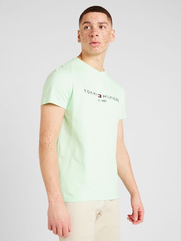 TOMMY HILFIGER Regularny krój Koszulka w kolorze zielony: przód