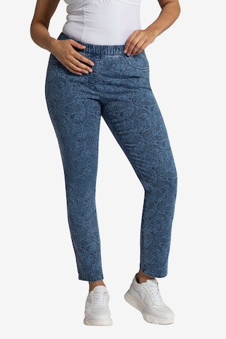 Ulla Popken Slimfit Jeggings 'Sienna' in Blauw: voorkant