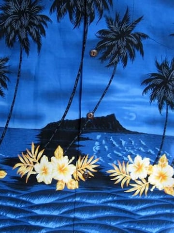 KY's Regular Fit Hemd 'Grüner Palmenwald' in Blau